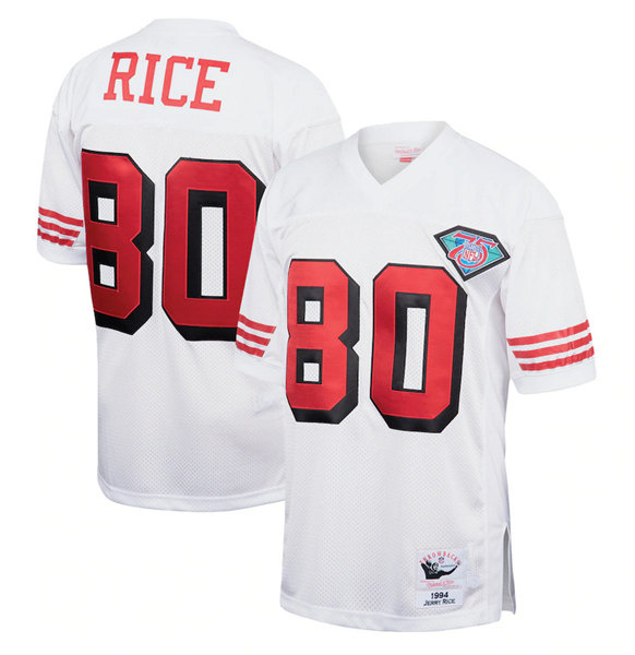 Men's San Francisco 49ers Customized 1994 White Stitched Football Jersey
